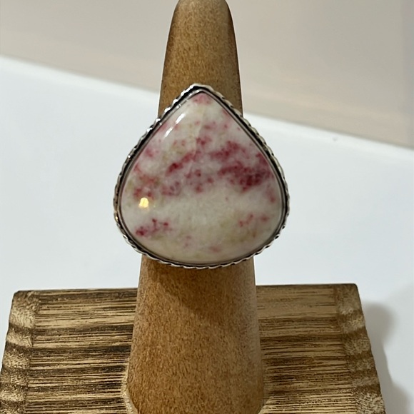 Hand Crafted Jewelry - GEMSTONE RING SILVER OVERLAY CINNABAR SIZE 6